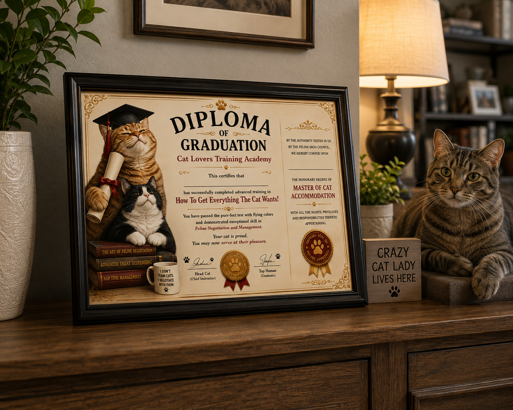 Cat Human Training Diploma – Officially Trained by Your Cat