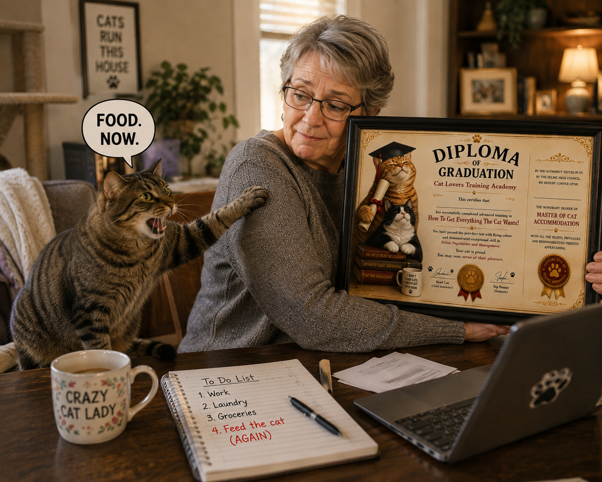 Cat Human Training Diploma – Officially Trained by Your Cat