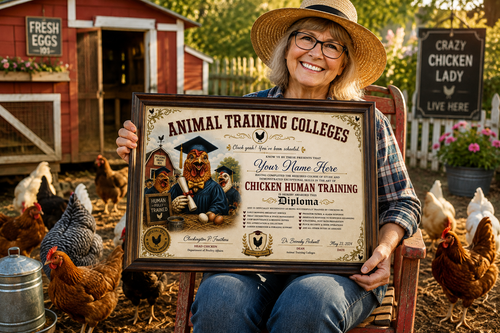 Chicken Human Training Diploma – Officially Trained by Your Chickens