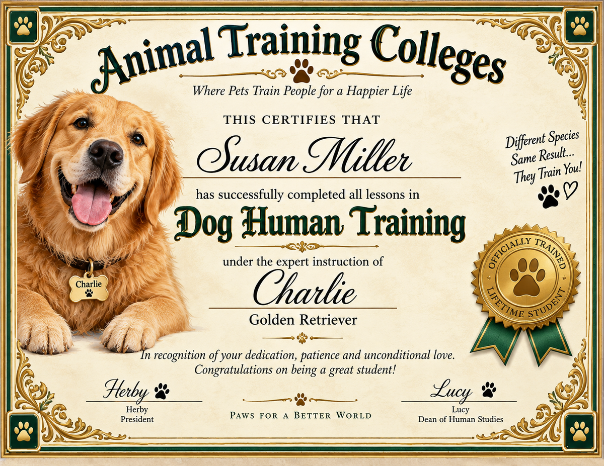 Who Really Trained Who? A Personalized Diploma for Dog Lovers